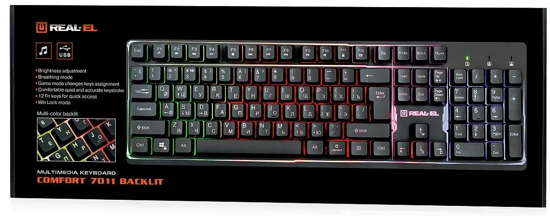 Фото: Клавіатура Real-EL Comfort 7011 Backlit Black (EL123100043) № 20 | KTC