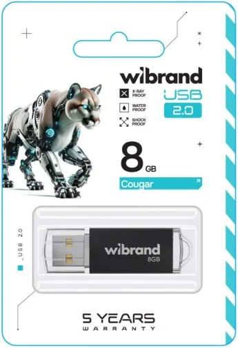 Фото: Флешка USB Wibrand Cougar 8GB Black (WI2.0/CU8P1B) № 4 | KTC