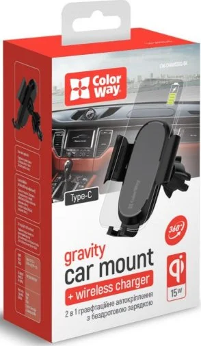 Фото: Кріплення для мобільного телефону ColorWay Air Vent Car Wireless Charger 15W Black (CW-CHAW038Q-BK) № 16 | KTC