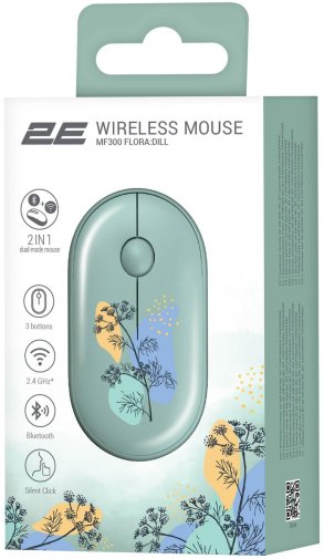 Миша 2E MF300 Flora Dill Silent Wireless Green (2E-MF300WFLORAGN)