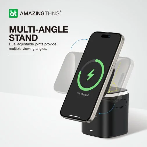 Фото: Бездротова зарядна станція AMAZINGthing Thunder Pro Mag 5in1 PD55W Charging Station Black (TP24001BK) № 11 | KTC