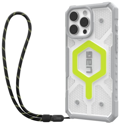 Чохол UAG for Apple iPhone 16 Pro Max - Pathfinder Clear Magsafe Active Neon Case with Black Neon Lanyard (1144651BV01)