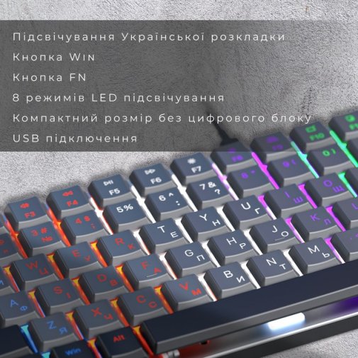 Клавіатура GamePro MK140R Red Switch Low Profile USB Dark Gray