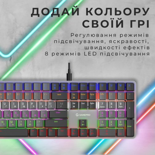 Клавіатура GamePro MK145R Red Switch Low Profile USB Dark Gray