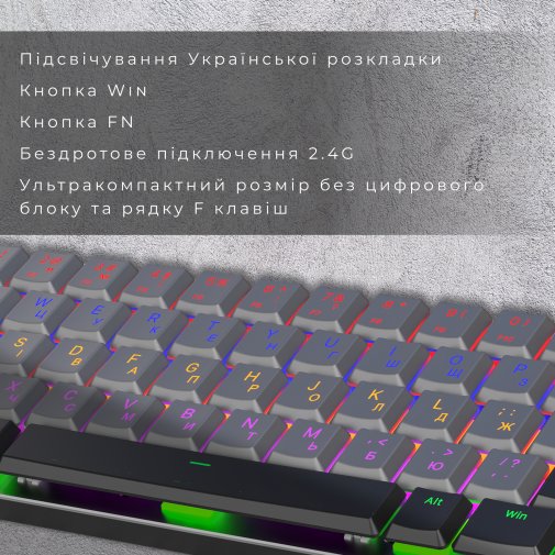 Клавіатура GamePro MK122R Red Switch Low Profile Wireless Dark Gray