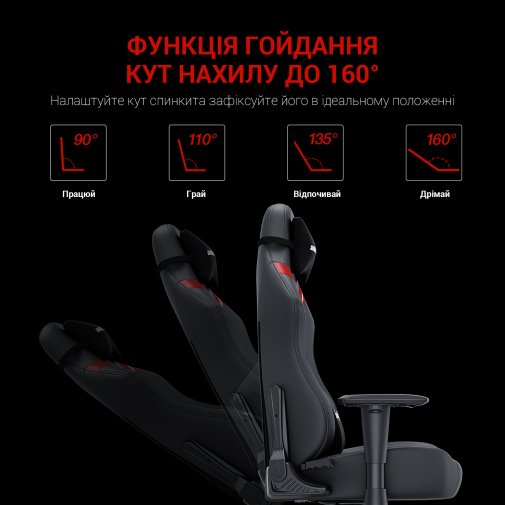 Крісло Anda Seat Luna Size L Black/Red (AD18-44-BR-PV)