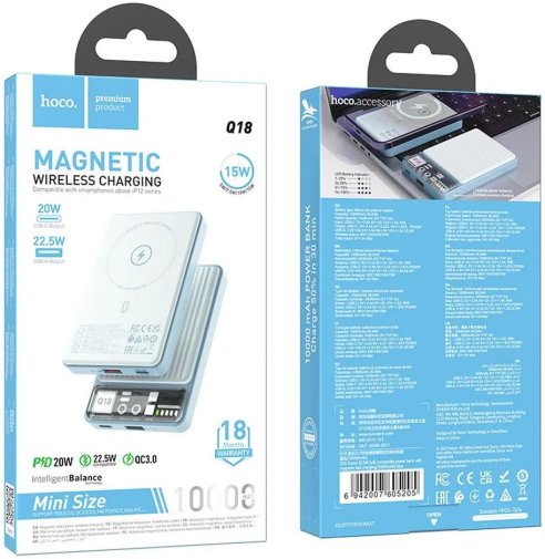  Батарея універсальна Hoco Q18 Tourer 10000mAh 22.5W Blue (6942007605205)