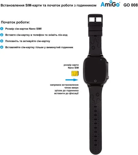 Фото: Смарт годинник AmiGo GO008 MILKY GPS WIFI Black (GO008 Black) № 11 | KTC