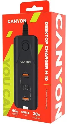 Фото: Зарядний пристрій Canyon H-10 40W Black (CNE-CHA10B) № 5 | KTC