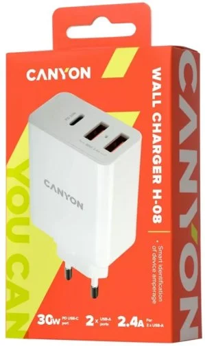 Фото: Зарядний пристрій Canyon H-08 30W White (CNE-CHA08W) № 4 | KTC