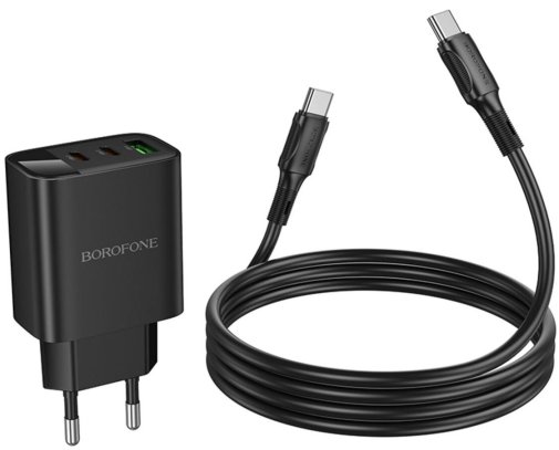 Зарядний пристрій BOROFONE BA98A Ilustre QC3.0 PD 30W Black with Type-C/Type-C (6941991120534)