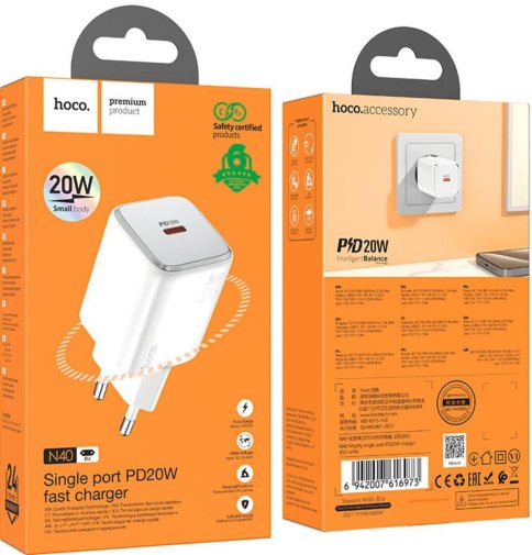 Зарядний пристрій Hoco N40 Mighty 20W White (6942007616973)