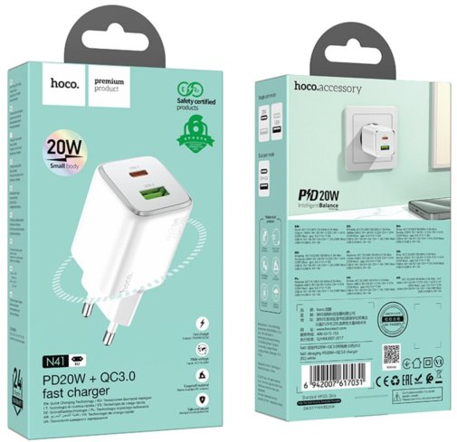 Зарядний пристрій Hoco N41 Almighty 20W White (6942007617031)