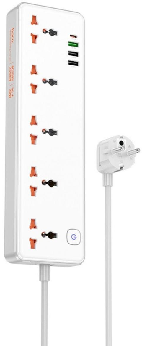 Мережевий фільтр Hoco AC14A Rico 4xUSB 5/1.5m White (6942007607186)