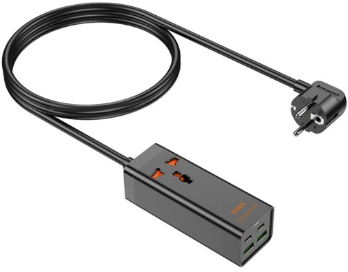 Мережевий фільтр Hoco AC10A Barry 4xUSB 1/1.5m Black (6942007601672)