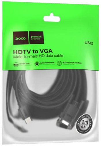 Кабель Hoco US12 VGA / HDMI 2m Black (6942007628235)