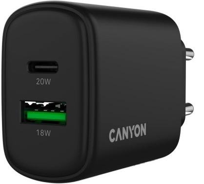 Зарядний пристрій Canyon OnCharge 200 QC PD 20W Black (CNE-CHA200-31)