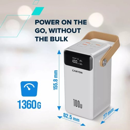 Батарея універсальна Canyon OnPower 610 60000mAh 100W White (CNS-CPB610W)