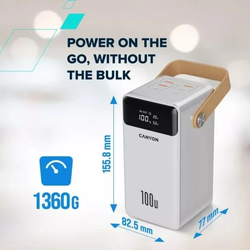 Фото: Батарея універсальна Canyon OnPower 610 60000mAh 100W White (CNS-CPB610W) № 19 | KTC
