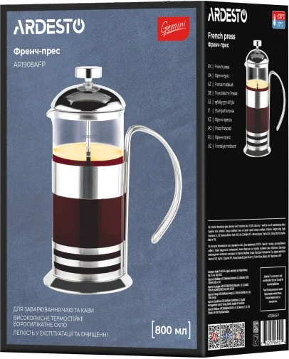 Фото: Френч-прес Ardesto Gemini Asti 800ml Clear (AR1908AFP) № 8 | KTC