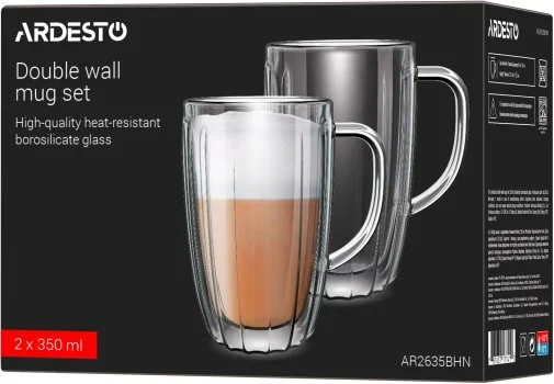 Фото: Набір чашок Ardesto 350ml 2pcs Clear (AR2635BHN) № 12 | KTC