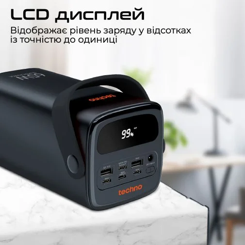Фото: Батарея універсальна Techno PowerBank-80 80000 mAh 65W Black (6959144011783) № 19 | KTC