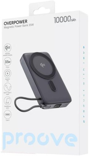 Батарея універсальна Proove OverPower 10000mAh, 1xType-C, Qi2, 35W, Gray