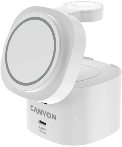 Бездротовий зарядний пристрій Canyon OnCharge 405 4in1 15W, White + Adapter
