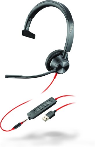 Гарнітура Poly BlackWire 3315 USB-A plus 3.5mm Mono Black (76J12AA)