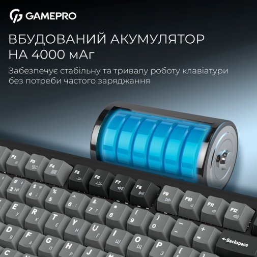 Клавіатура, GamePro Asgard Yord MK266BK WL/BT/USB, Black ( Gaming )