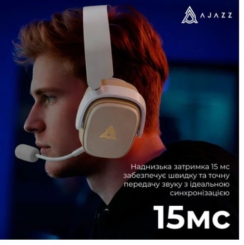 Гарнітура Ajazz AHM09 Max WL/BT Gray/White (AHM09-MAX-GW)