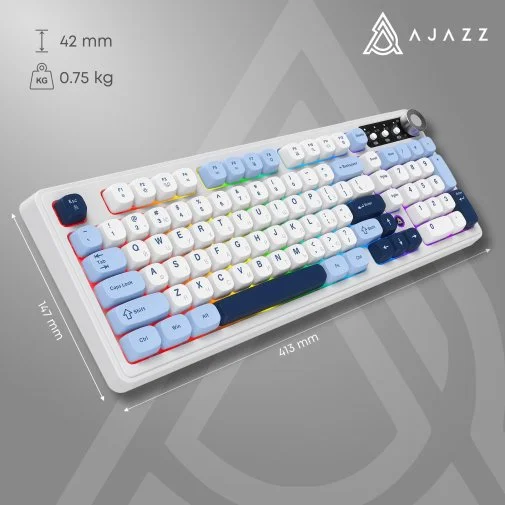 Фото: Клавіатура Ajazz AF98 Plus USB/WL/BT Glacier Blue (AF98-PLUS-GB) № 31 | KTC