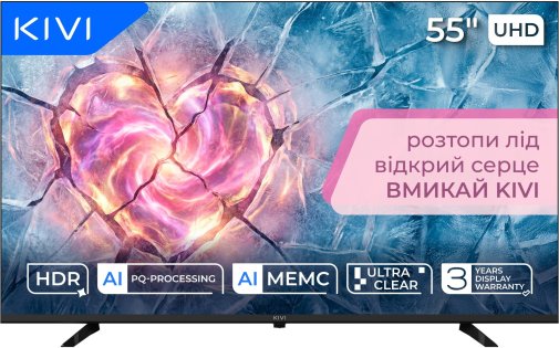 Телевізор LED Kivi 55U800KB (Google TV, Wi-Fi, 3840x2160)
