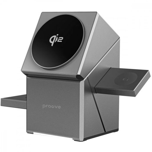 Бездротовий зарядний пристрій Proove Iron Hide 3in1 Qi2 Gray (WSIH15000003)
