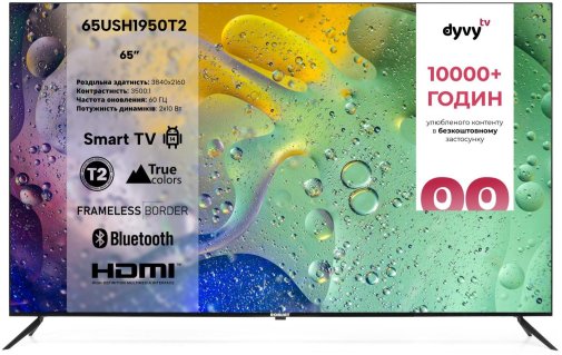 Телевізор LED Romsat 65USH1950T2 (Smart TV, Wi-Fi, 3840x2160)