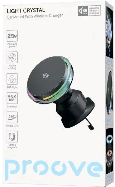 Фото: Кріплення для мобільного телефону Proove Light Crystal QI2 25W Gray (WHLC25002003) № 18 | KTC