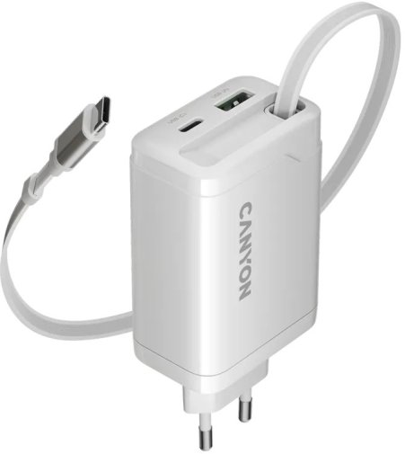 Зарядний пристрій Canyon OnCharge 65RC GaN 65W White (CNS-CURC65ACW)