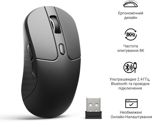 Миша Keychron M3 PixArt PAW3950 WL/BT/USB Black (M3-A23)