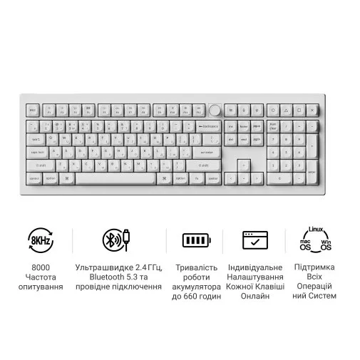 Фото: Клавіатура Keychron V6 Ultra Keychron Red Switch RGB White (V6U-F1-UA) № 21 | KTC