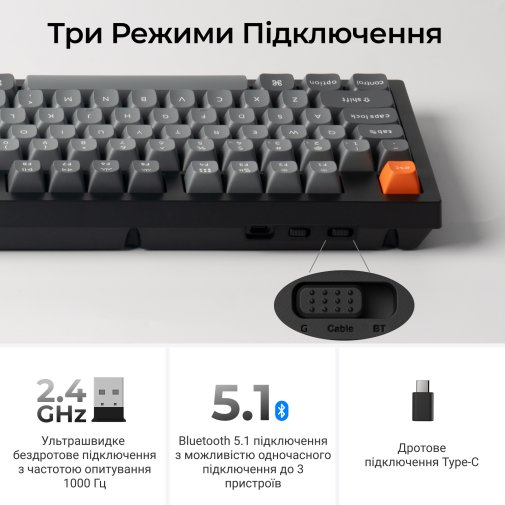 Клавіатура Keychron K10 Max Keychron Super Banana Switch RGB Black (K10M-H4-UA)