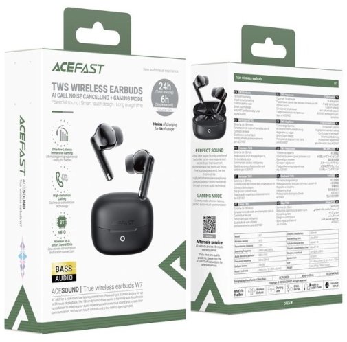 Гарнітура вакуумна Acefast W7 TWS, Black