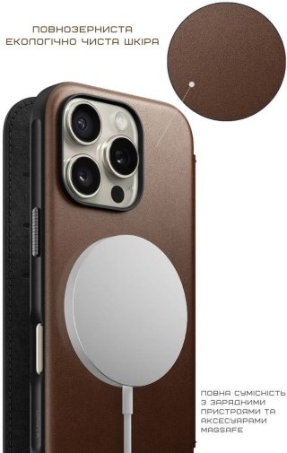 Чохол Nomad for Apple iPhone 16 Pro - Modern Leather Folio Brown (NM01679585)