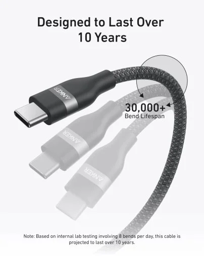 Фото: Кабель Anker Upcycled Braided 240W Type-C / Type-C 1.8m Black (A82E2H12) № 12 | KTC