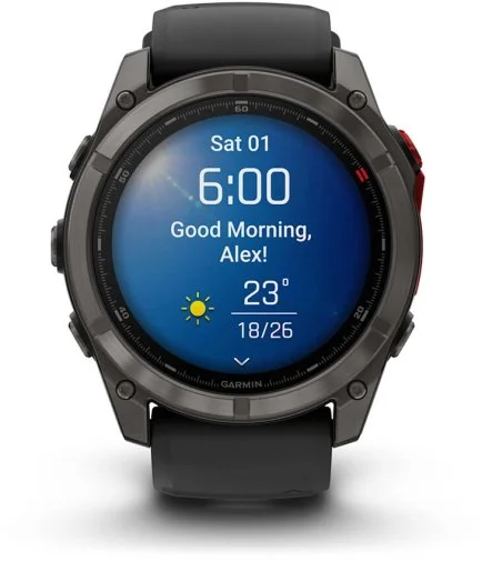 Фото: Смарт годинник Garmin fenix 8 - 51mm MicroLED Sapphire Carbon Gray DLC Titanium with Black/Pebble Gray Silicone Band (010-03380-05) № 17 | KTC