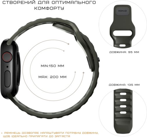 Ремінець Nomad for Apple Watch 46mm/49mm - Sport Ash Green (NM01132585)
