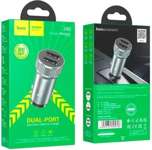 Фото: Автомобільний зарядний пристрій Hoco Z49 Level dual port 12W Metal Gray (6931474795618) № 9 | KTC