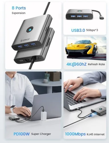 Фото: USB-хаб Orico FAX3-5P Dark Grey (FAX3-5P-GY-EP) № 6 | KTC