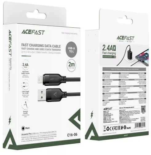 Фото: Кабель Acefast C16-06 2.4A AM / Lightning 2m Black (6974316286271) № 11 | KTC
