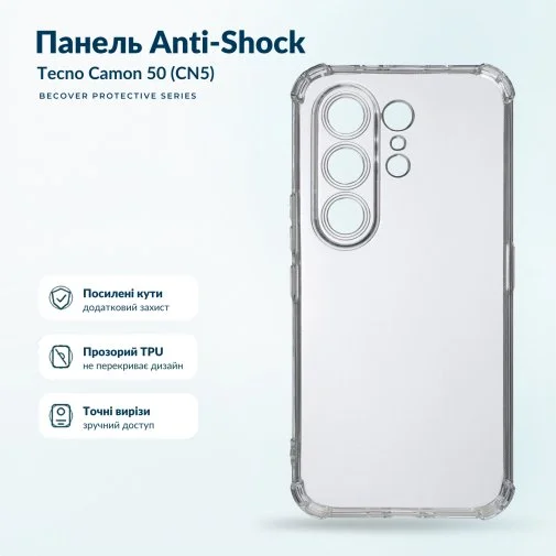 Фото: Чохол BeCover for Tecno Camon 50 CN5 - Anti-Shock Clear (716090) № 9 | KTC