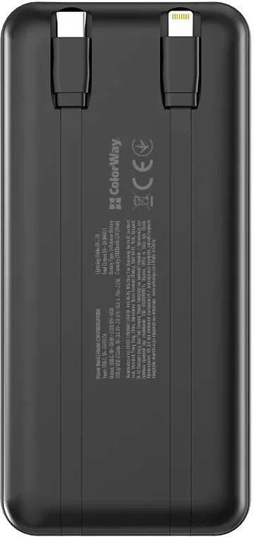 Фото: Батарея універсальна ColorWay DigiPower 20000mAh 22.5W Built-in Cable Type-C/Lightning (CW-PB200LP01BK) № 14 | KTC